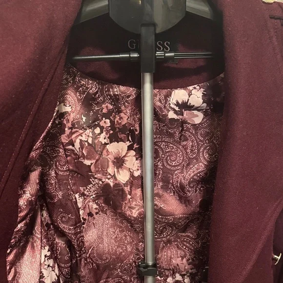 Guess - Women's Burgundy Coat - Picture 2 of 9